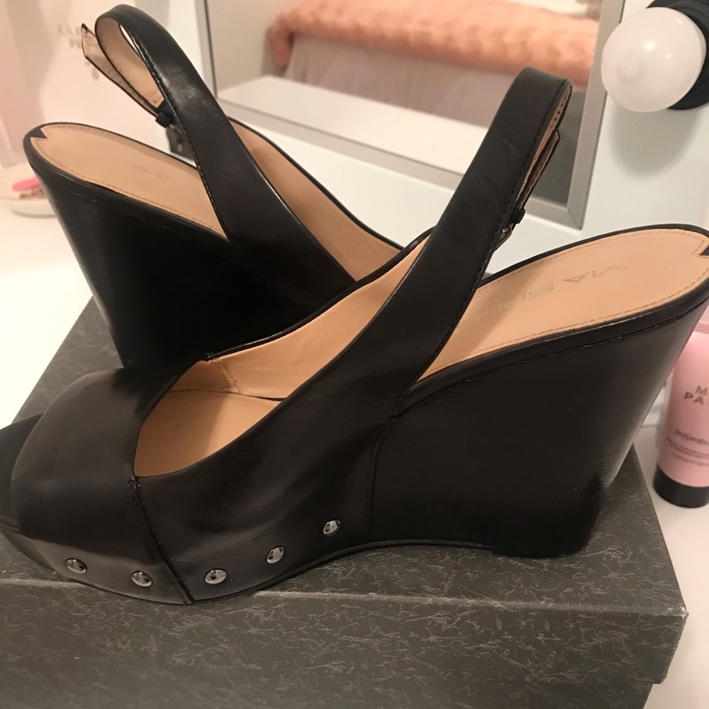 Via Spiga Maple Wedge Sandal in Black